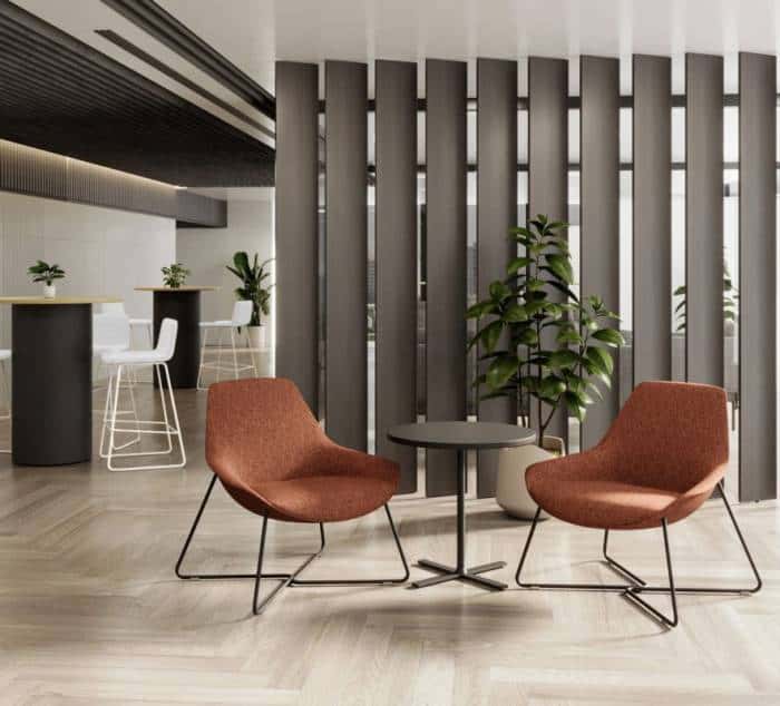 Tan fabric lounge chair